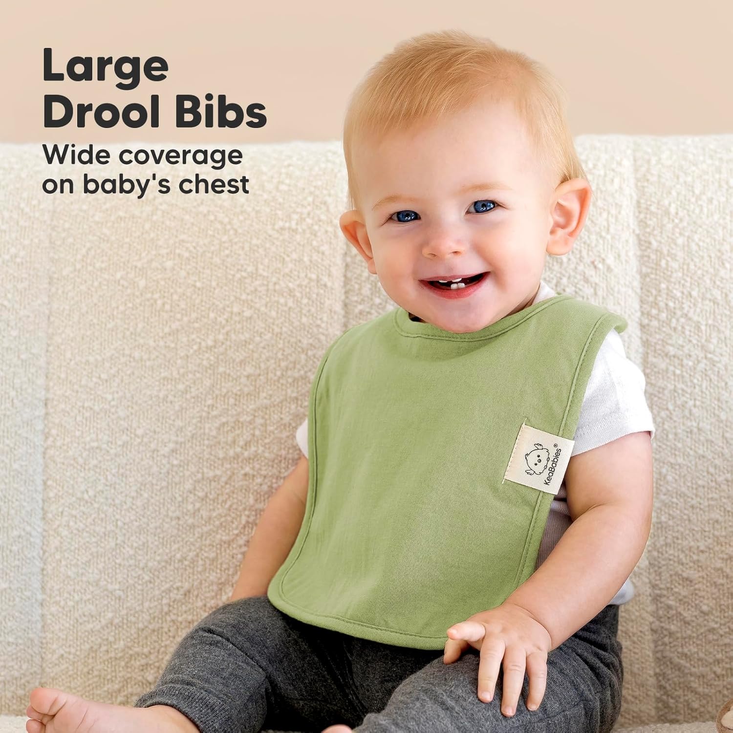 KeaBabies 8-Pack Organic Baby Bibs for Boys, Girls - Super Absorbent Cotton Drool Bibs for Baby
