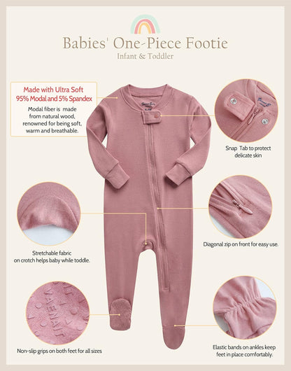 VAENAIT BABY Infant Toddler Boys Girls Footed One-Piece Sleep and Play Premium Modal Pajamas 1-2