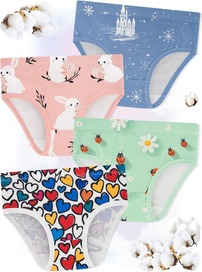 Girls' Underwear,Soft Cotton Tagless Panties for Toddlers' & Little Kids Comfort,Breathable