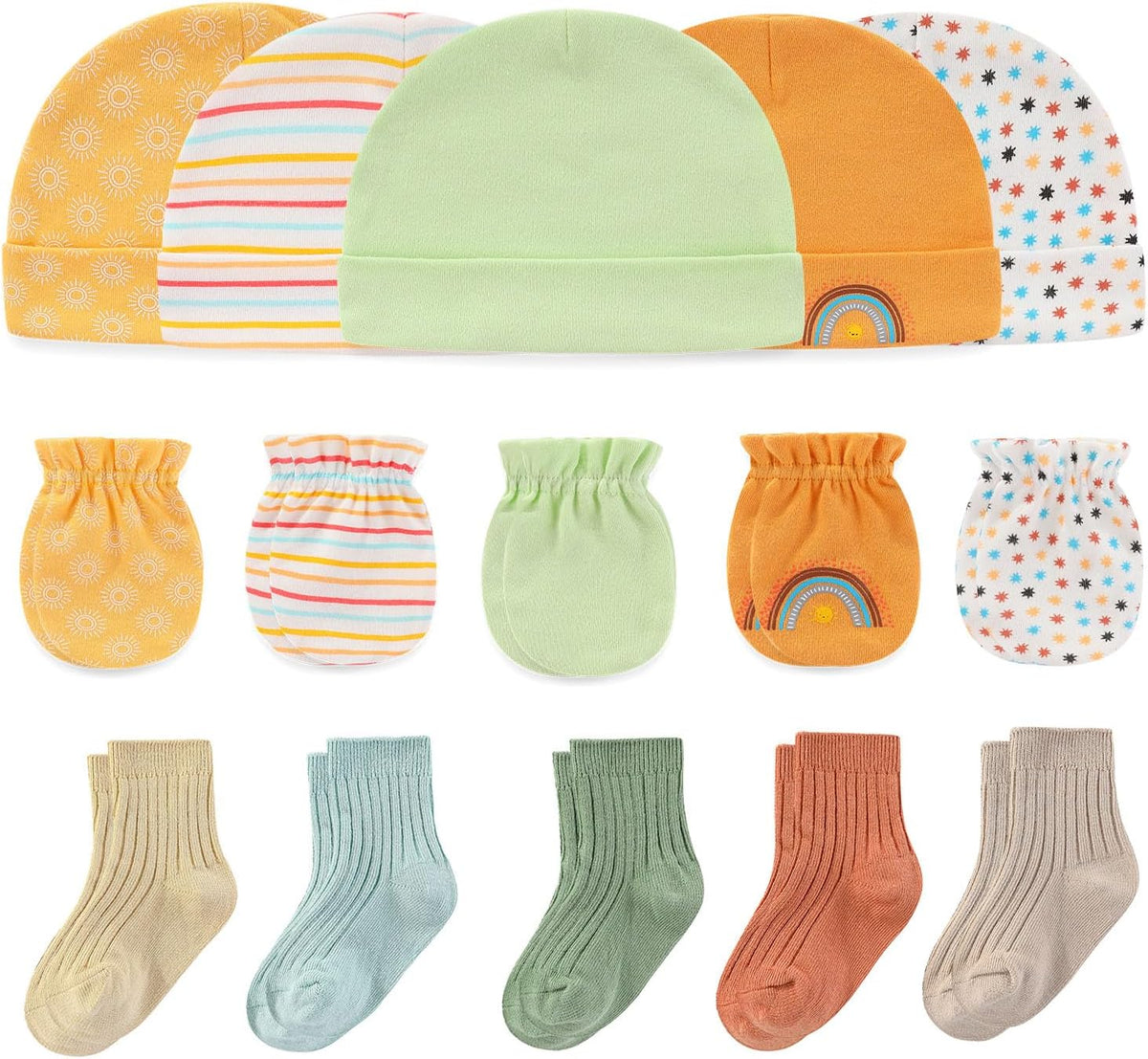 Baby Hats Mittens and Socks Set Cotton Newborn Hat Beanie Soft Infant Girls Boys Caps Gloves 0-6