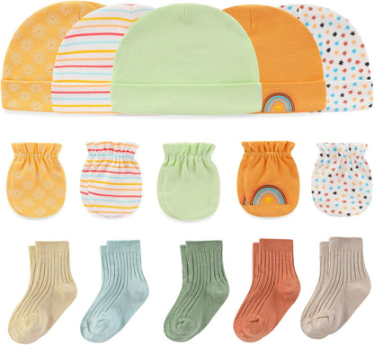 Baby Hats Mittens and Socks Set Cotton Newborn Hat Beanie Soft Infant Girls Boys Caps Gloves 0-6