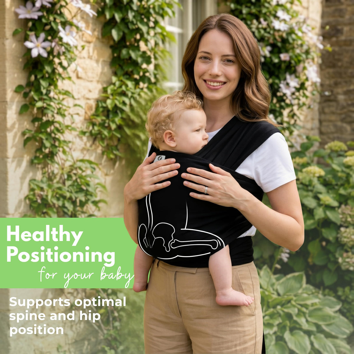 ELDOMA Black Baby Wrap Carrier - Lightweight, Breathable Baby Sling, Hands Free Baby Carrier Sling