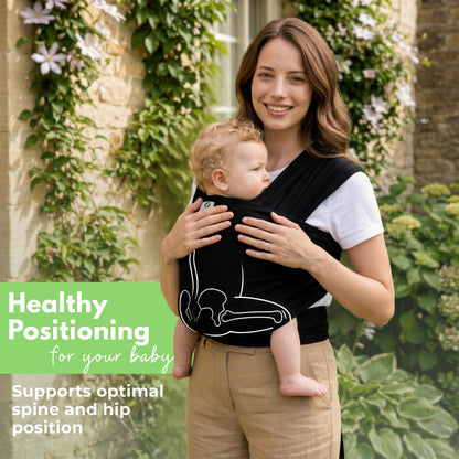 ELDOMA Black Baby Wrap Carrier - Lightweight, Breathable Baby Sling, Hands Free Baby Carrier Sling