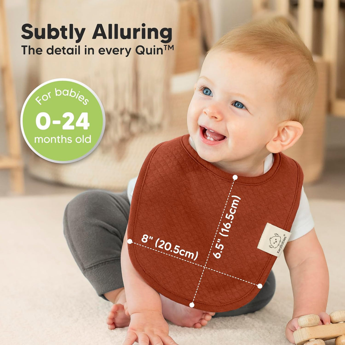 8-Pack Organic Baby Bibs for Girls, Boys - Quilted Cotton Cloth Baby Drool Bibs for Drooling and