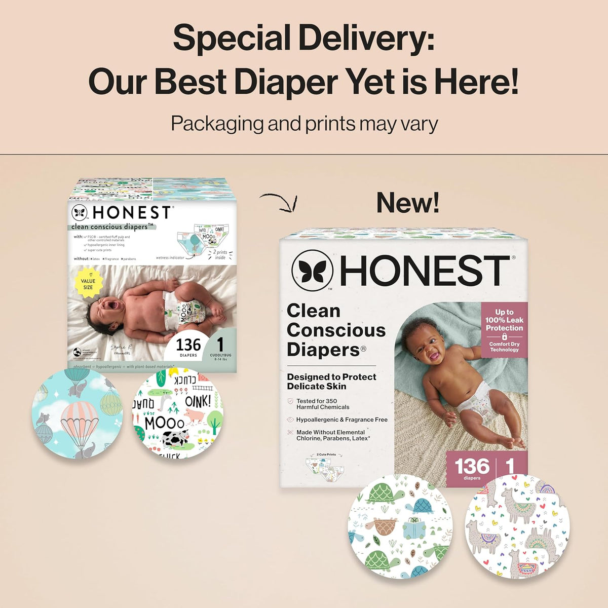 The Honest Company Clean Conscious Diapers for Delicate Skin | Up to 100% Leakproof |