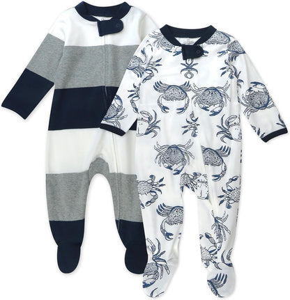 HonestBaby Baby Sleep N' Play One-Piece Zip-Front Footed Organic Cotton Pajama Sleeper
