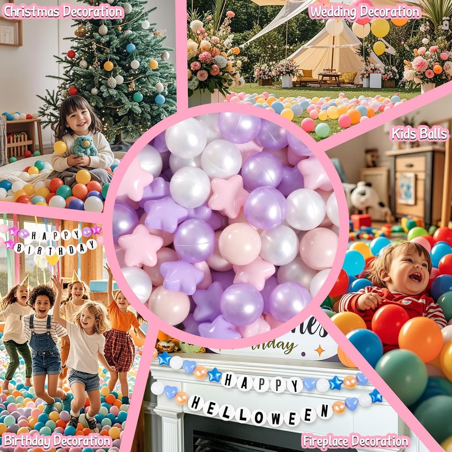 GOGOSO Balls for Ball Pit - Plastic Ball for Toddlers 1-3, Baby Kids Ball Pool Decoration 50 100