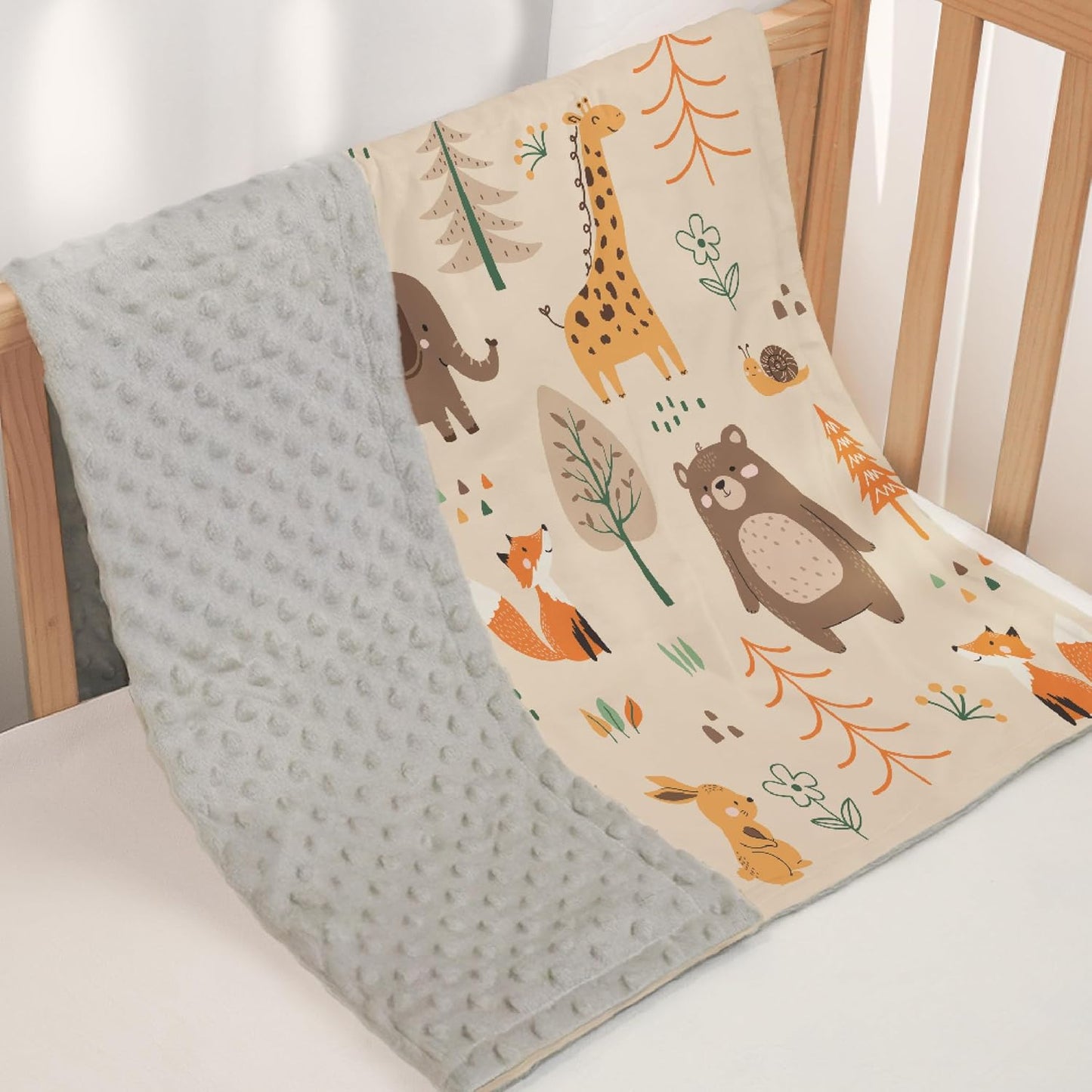 SANDJEST Woodland Animal Blanket - 30 x 40 Kids Minky Blankets for Boys Girls - Gifts for Birthday