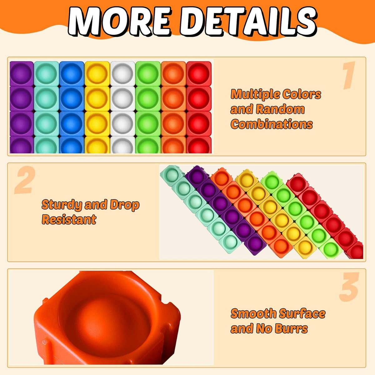 Giant Pop Blocks Bubble Premium Silicone Pop Fidget Blocks for Endless Joy and Education - Vibrant