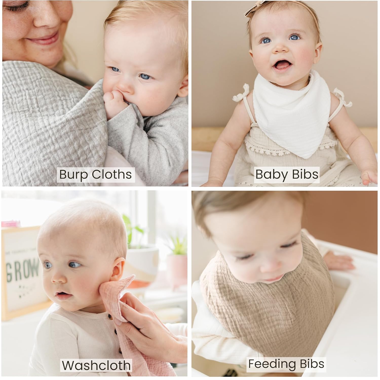 Konssy Muslin Baby Bibs 10 Pack Baby Bandana Drool Bibs 100% Cotton for Unisex Boys and Girls, Soft