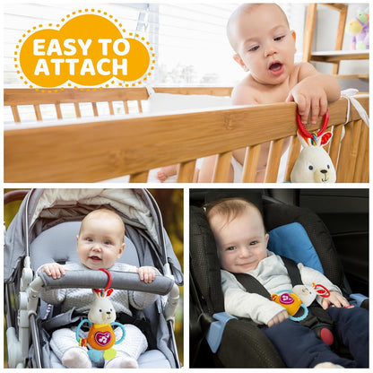 KiddoLab Bunny Teething & Rattle Musical Toy for Infants and Babies - Light-up, Sensory Chew &