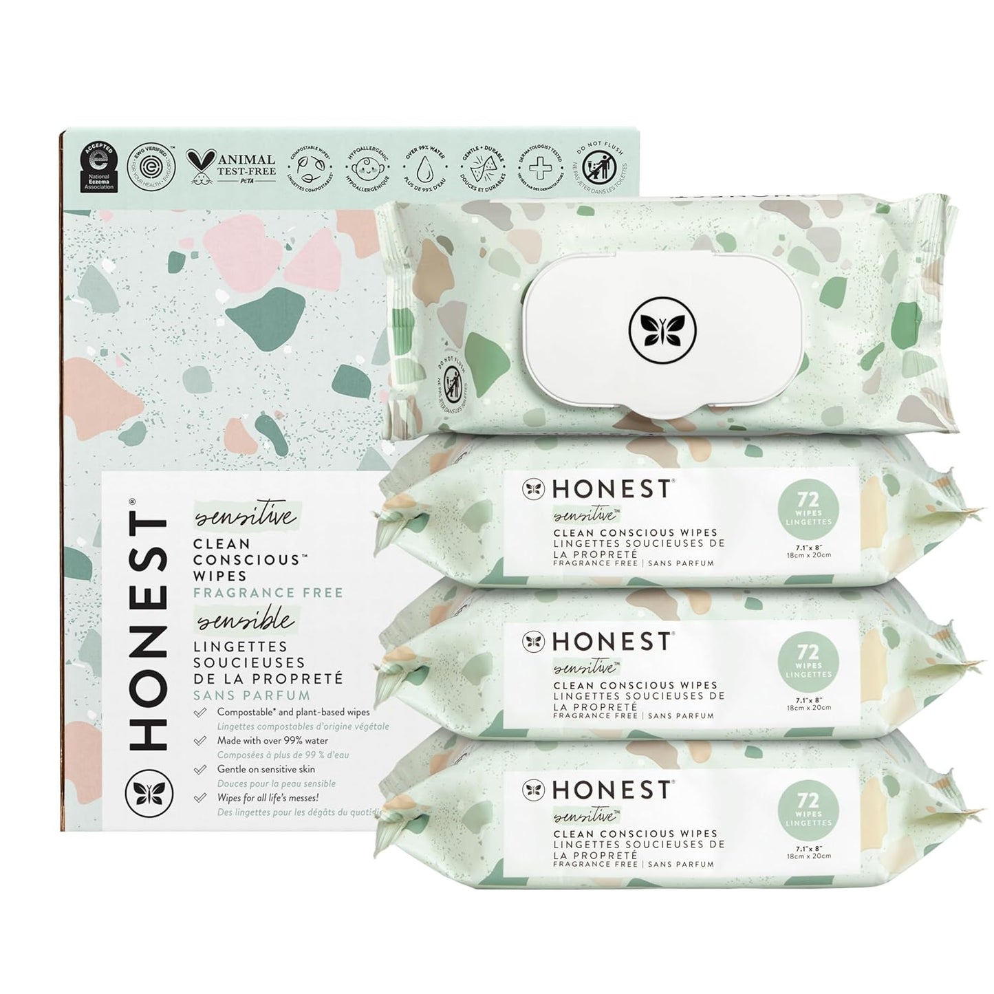 The Honest Company Clean Conscious Multi-Use Wipes | Hypoallergenic + Unscented for Sensitive Skin