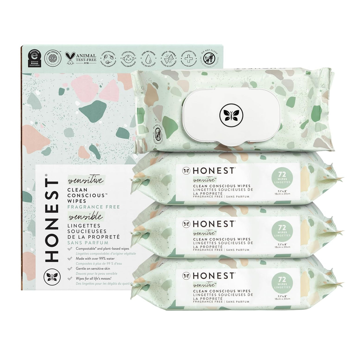 The Honest Company Clean Conscious Multi-Use Wipes | Hypoallergenic + Unscented for Sensitive Skin