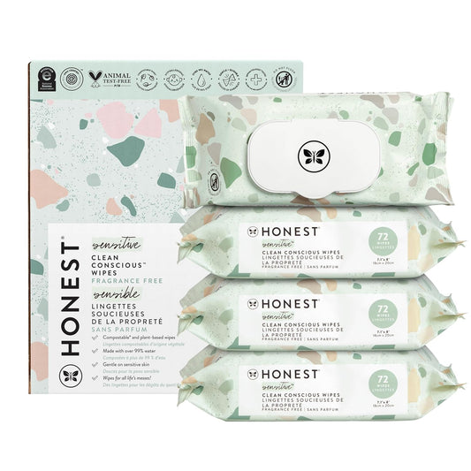 The Honest Company Clean Conscious Multi-Use Wipes | Hypoallergenic + Unscented for Sensitive Skin
