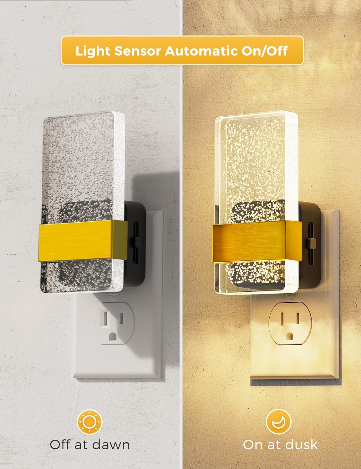L LOHAS LED Night Light, Bathroom Night Lights Plug Into Wall with Dusk-to-Dawn Sensor, 0-100LM