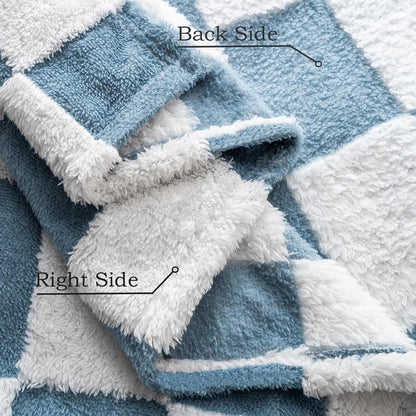 Fleece Baby Blanket for Boys 3D Checkerboard Design, Warm Cozy and Fluffy Infant Newborn Toddler