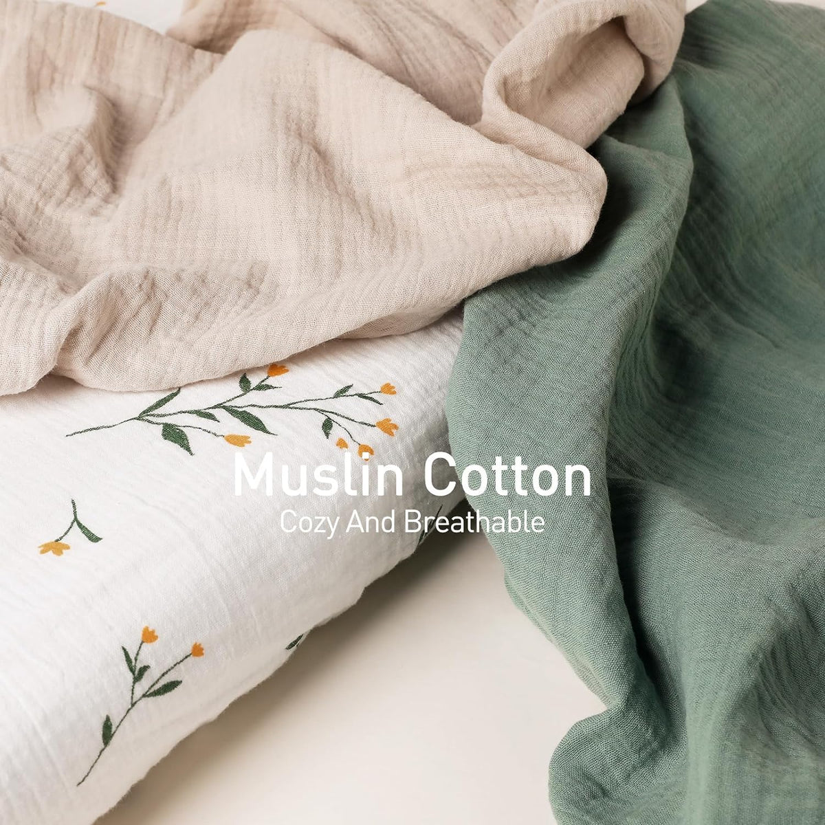Gllquen Baby Muslin Bassinet Sheets 3 Pack, Breathable Elastic Cozy Fitted Cotton Bassinet Mattress