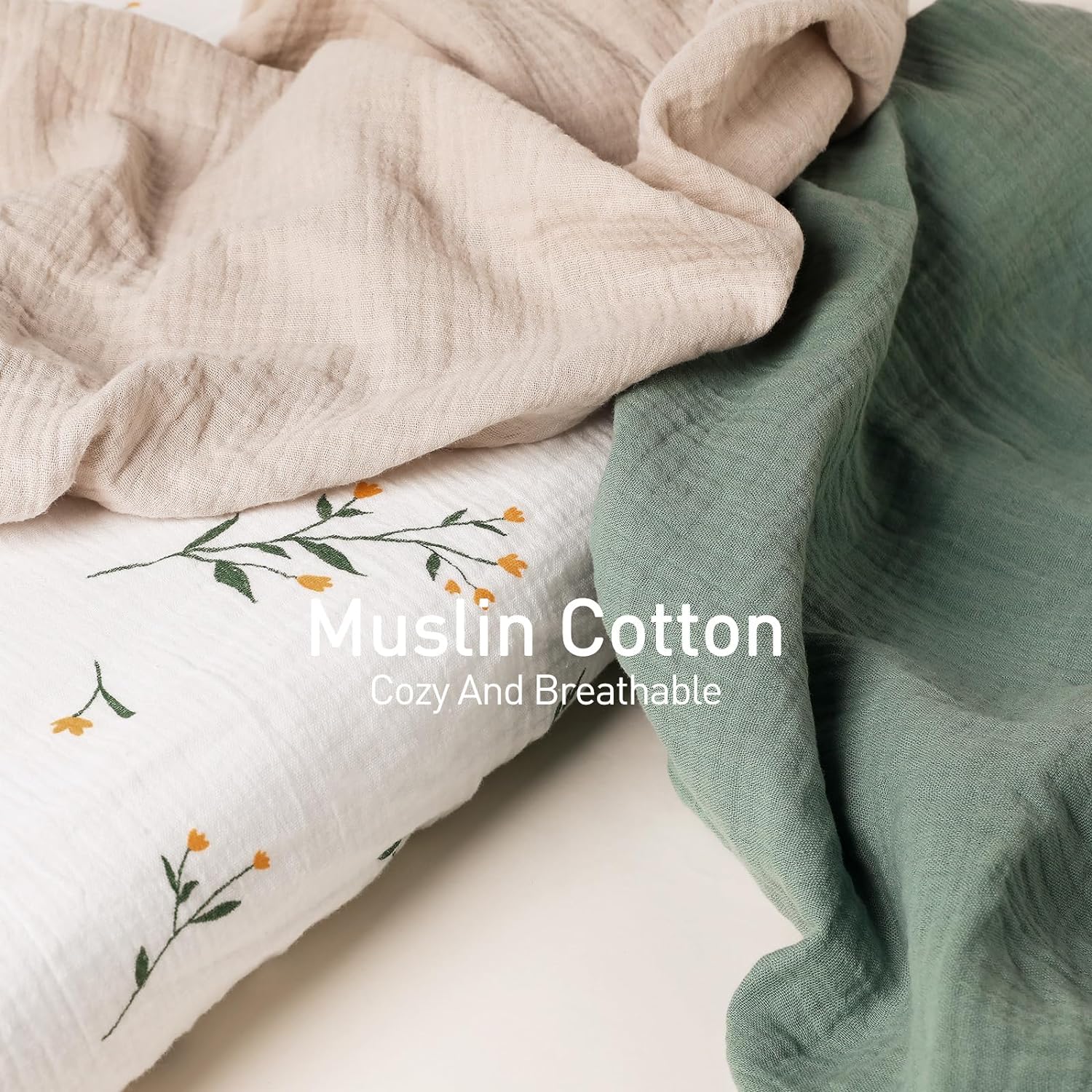 Gllquen Baby Muslin Bassinet Sheets 3 Pack, Breathable Elastic Cozy Fitted Cotton Bassinet Mattress