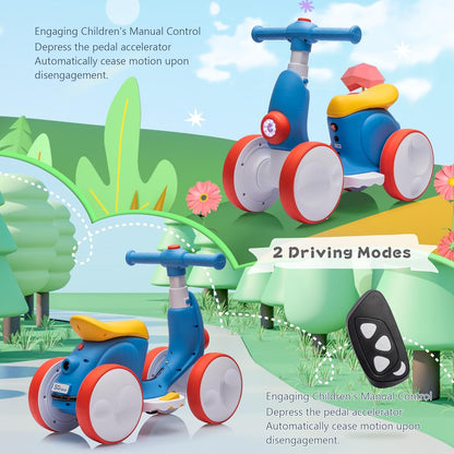 6V Electric Baby Balance Bike with Bubble Machine,4 in 1 Toddler Balance Bike w/Remote for 1 Year