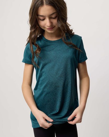 Real Essentials 5 Pack: Girls Short Sleeve Dry-Fit Crew Neck Active Athletic Performance T-Shirt