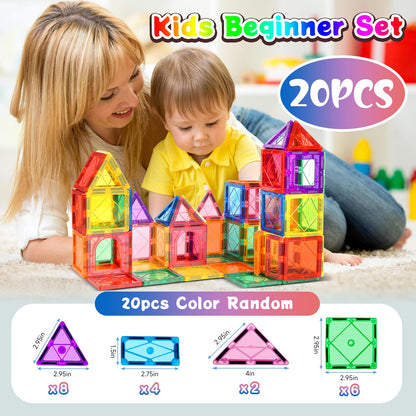 Mruikeny Magnetic Tiles Building Blocks for 3 4 5 6 7 8+ Years Old Boys Girls Colorful Magnet