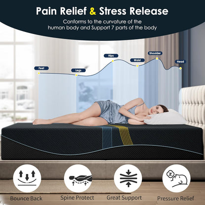 12 inch Full Mattress Multi-Layer Memory Foam Mattress - Medium Firmness with Bamboo Charcoal &