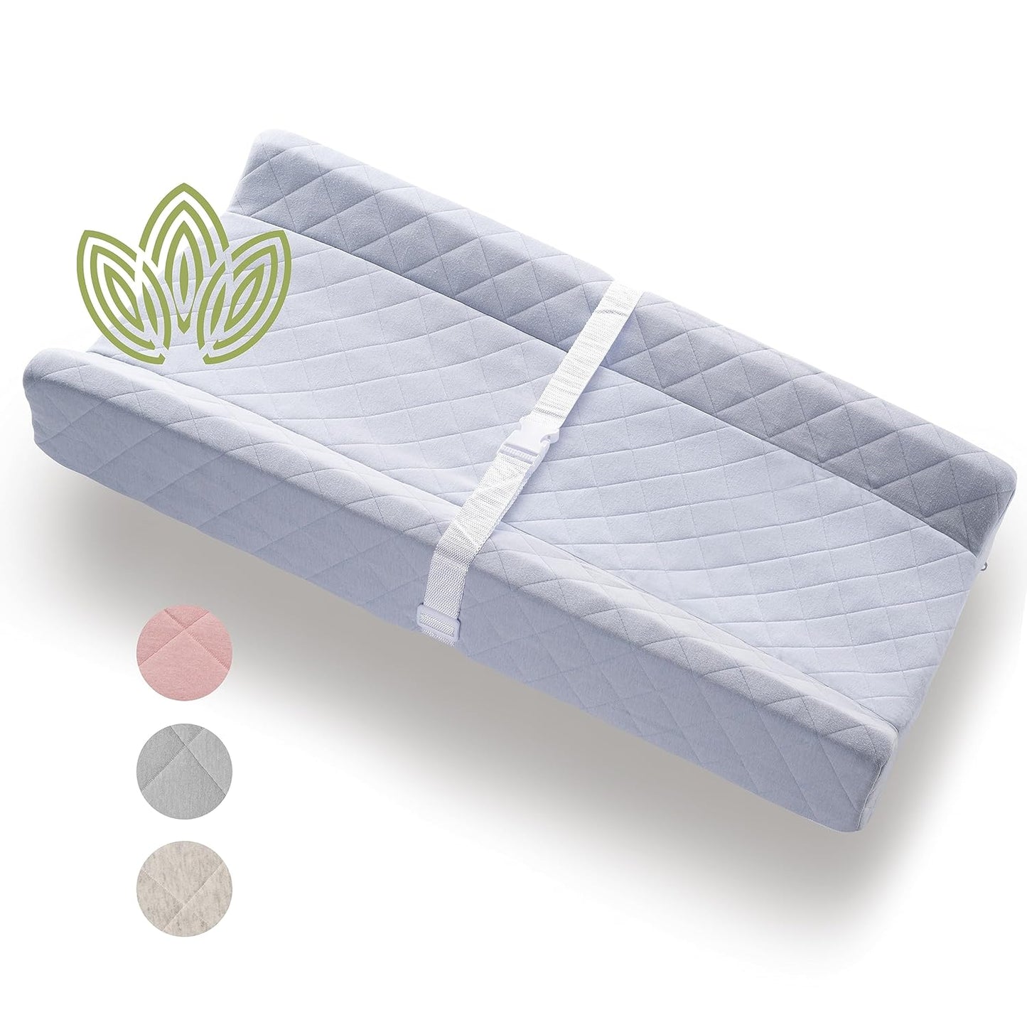 Organic Cotton Contoured Baby Changing Pad w/Waterproof Foam Mattress, Includes Soft, Removable &