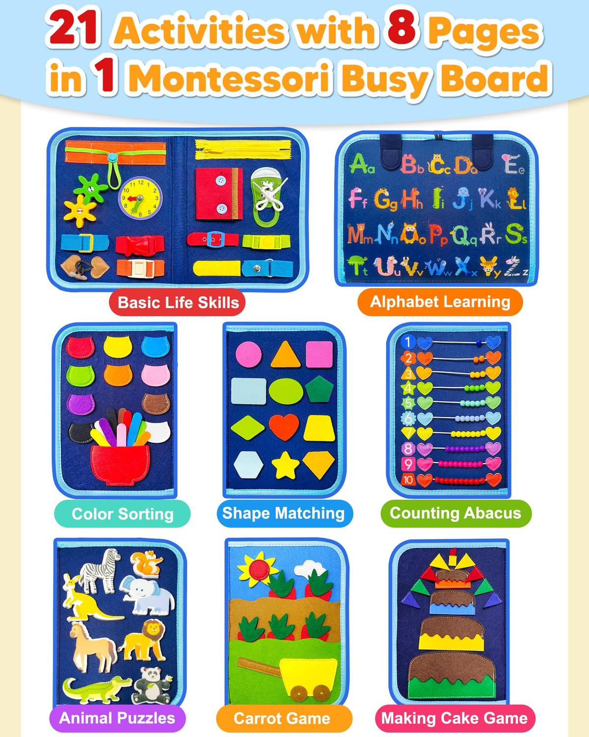 Exorany Busy Board Montessori Toys for Toddler Boy Birthday Gift Busy Book
