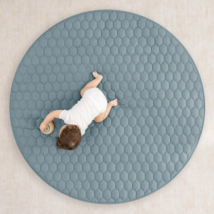 Comfy Cubs Round Kids Play Mat - Large 60 inches Soft Quilted Baby Floor Mat with Non-Slip Bottom