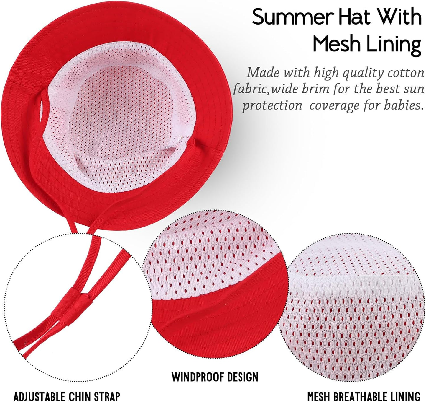 JANGANNSA Cotton Baby Sun Hat Infant Toddler Boys Girls Bucket Hats Summer Sun Protection Kids