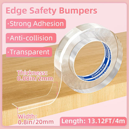 Clear Soft Corner Protectors for Furniture Strip,0.8in x13FT,Sharp Edge & Table Bumper,Window