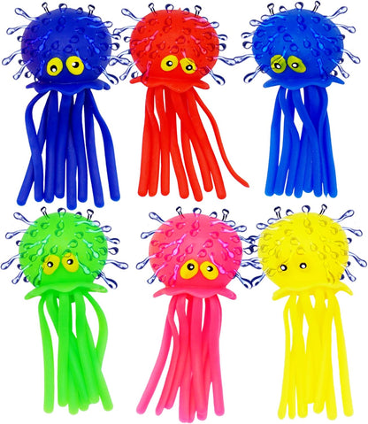 4E's Novelty Octopus Water Balls - Pack of 6 - Pool Toys for Kids Sensory Absorbent Water Splash