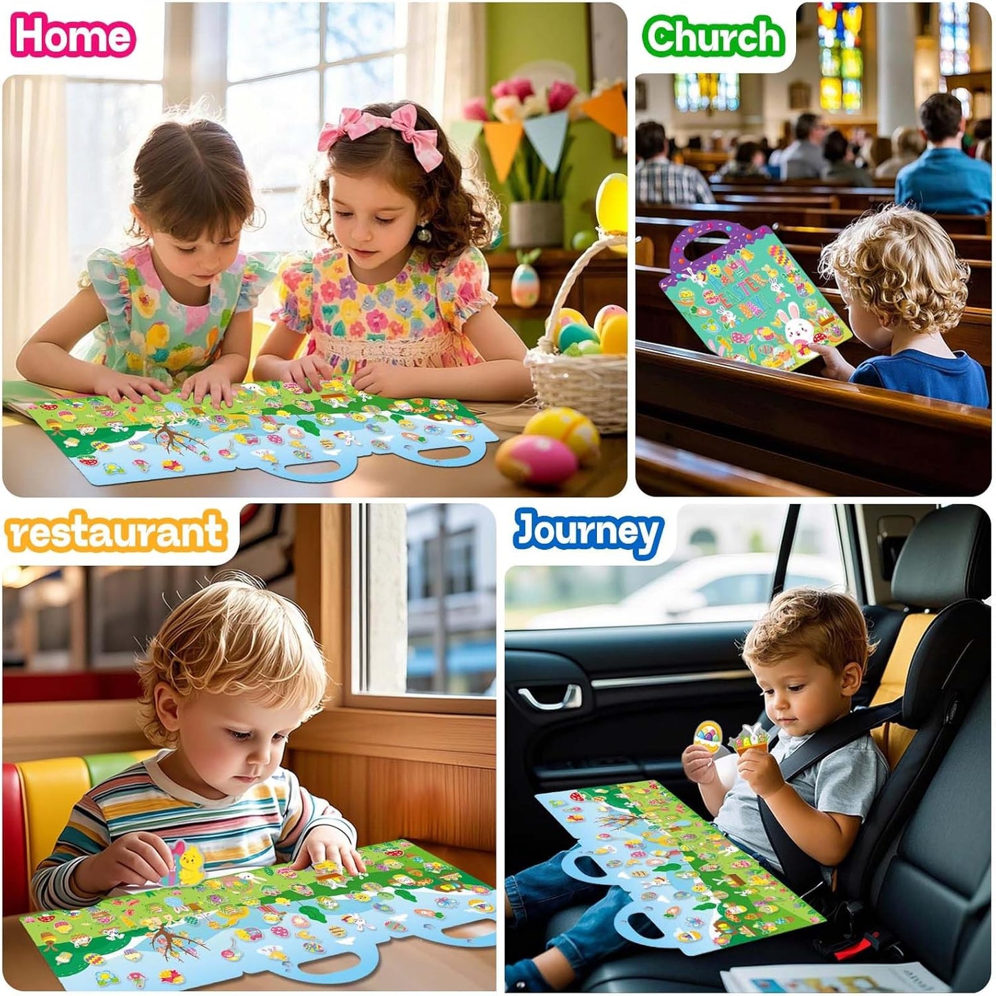 Easter Reusable Sticker Books for Toddlers 1-3, Easter Stickers for Kids, Sticker Book for Toddlers