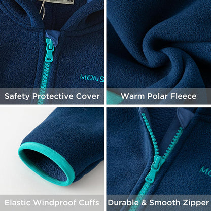 DAVE&BELLA Toddler Fleece Jacket, Baby Boys Girls Animal-shaped Hooded Zipper Long Sleeve Warm