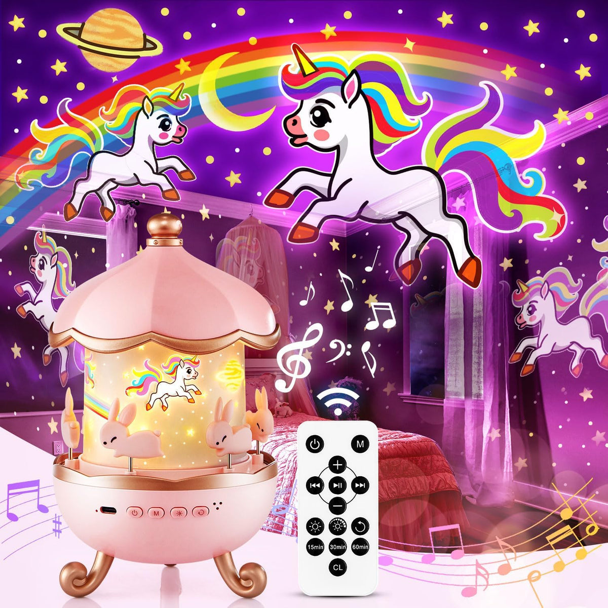 Sound Machine Baby Night Light Projector, 10 White Noise | 21 Colors | 15 Films Toddler Night Light