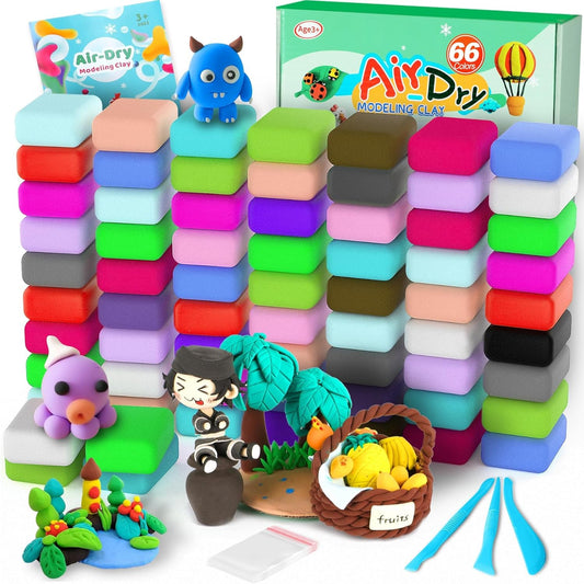 Air Dry Clay 66 Colors, Modeling Clay for Kids, Model Magic Clay, DIY Molding Clay Kit with