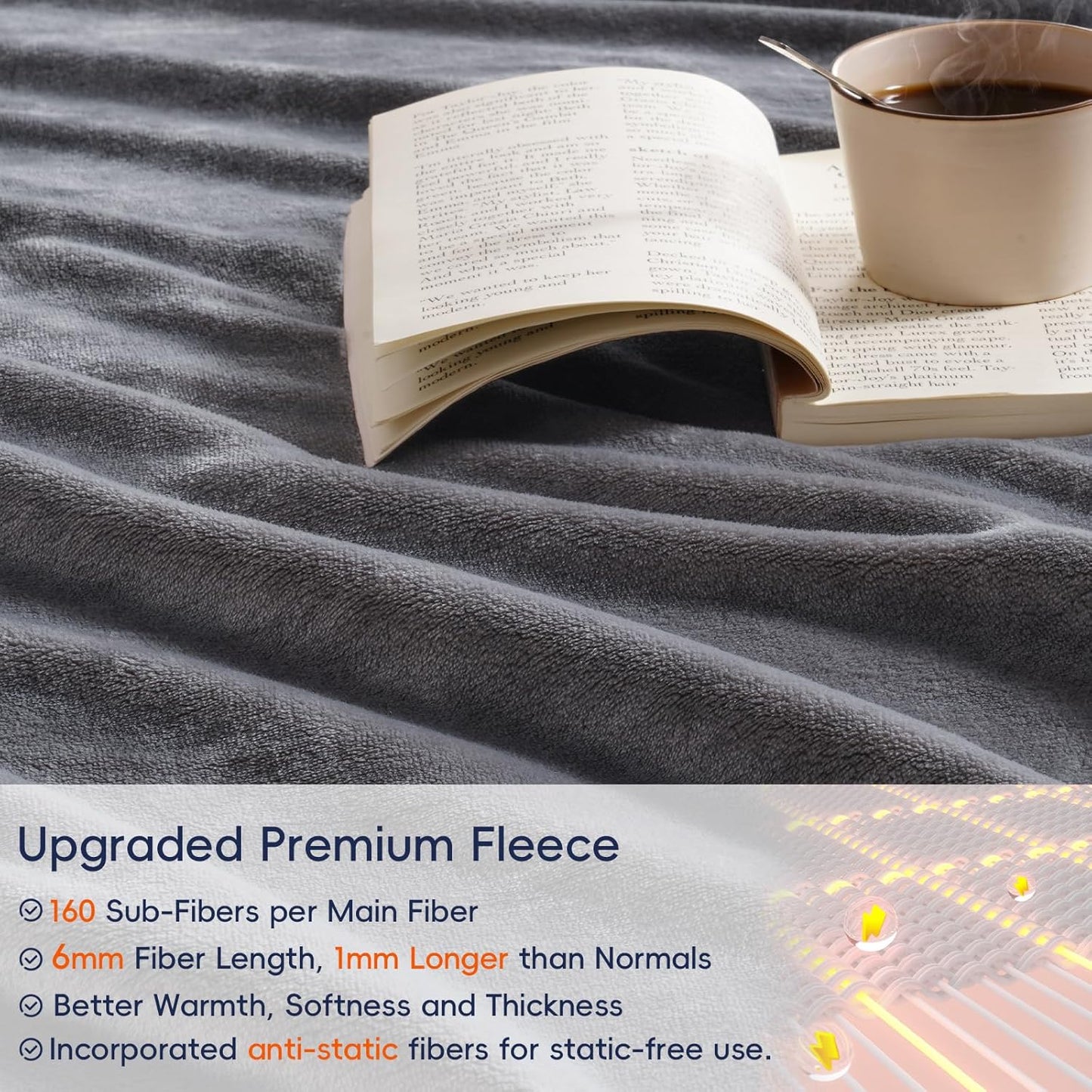 PHF Ultra Soft Fleece Blanket King Size, No Shed No Pilling Luxury Plush Cozy 300GSM Lightweight