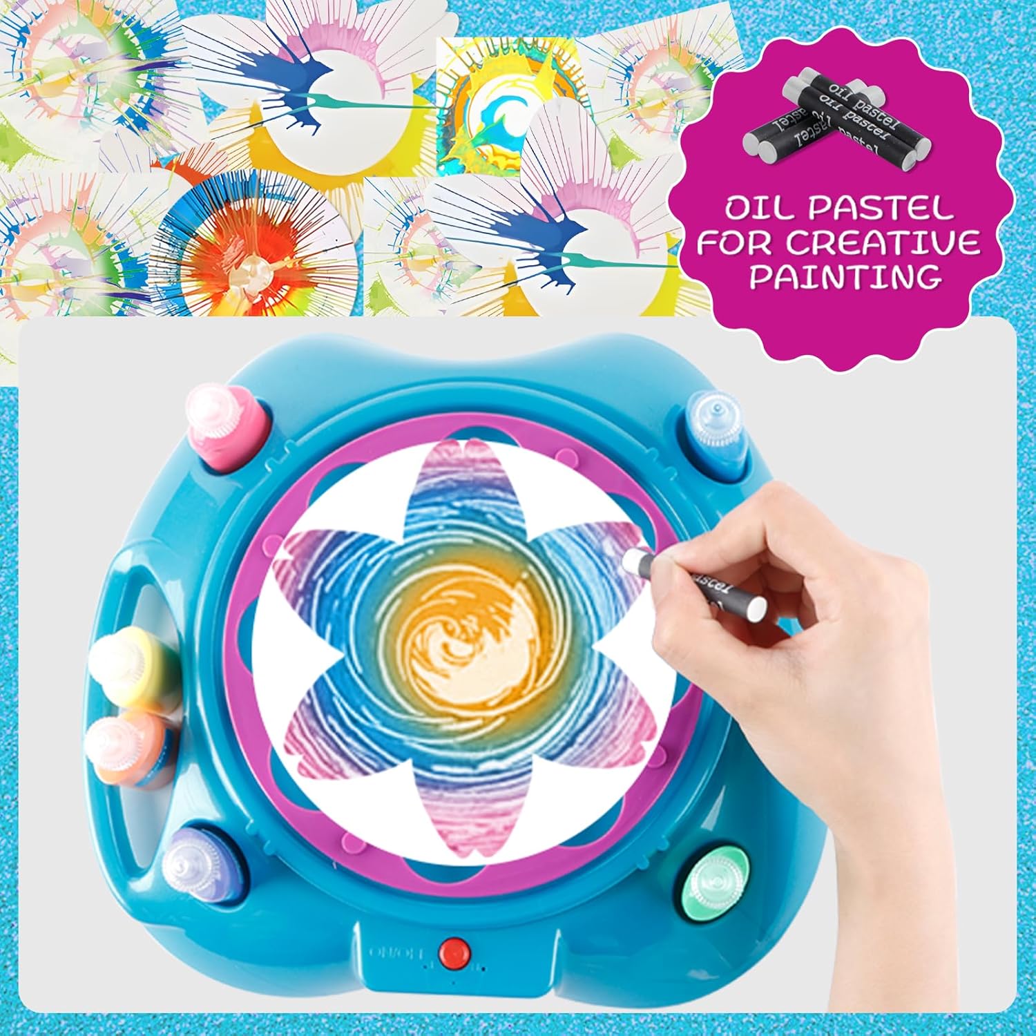 Spin Art Machine Variable Speed, Battery Operated Spinner - Paint Spinner with Splatter Guard