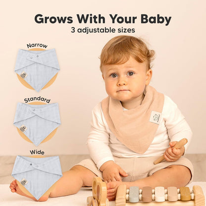 8-Pack Muslin Baby Bibs for Boys, Girls - Muslin Bandana Drool Bibs for Baby Girl & Boy, Drooling