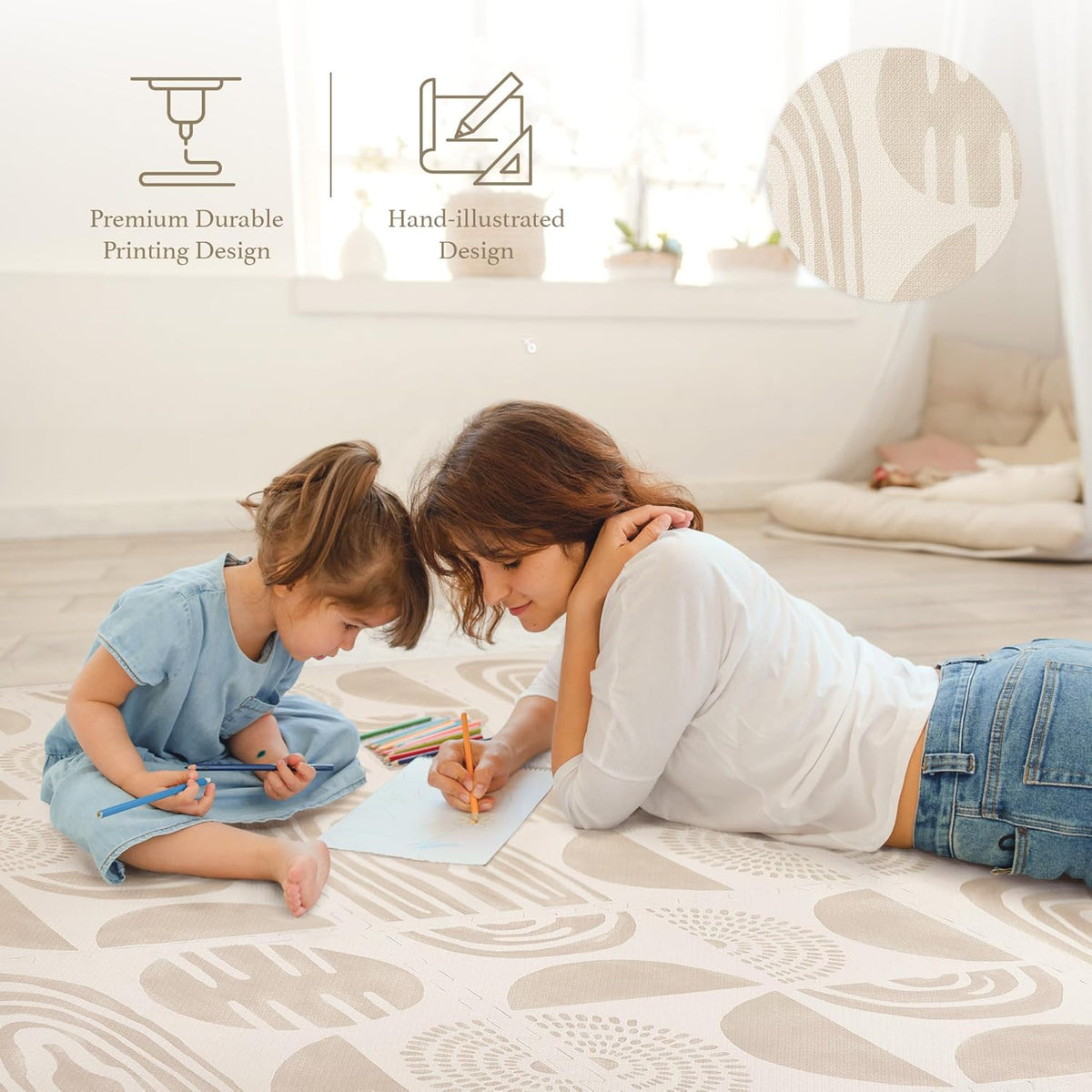 Premium Exercise & Baby Foam Play Mats - Stylish & Large Non-Toxic Odorless Floor Mat - 6 Tiles