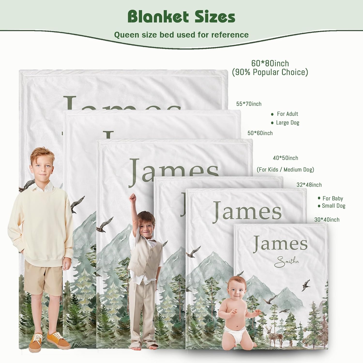 Personalized Woodland Baby Blanket with Name Custom Name Blanket for Boy Newborn Expect Mom