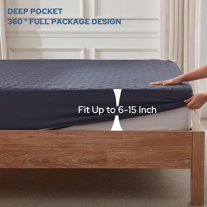 BEDLORE Waterproof Mattress Protector, Full Size Noiseless Mattress Pad with Deep Pocket 6"-15"