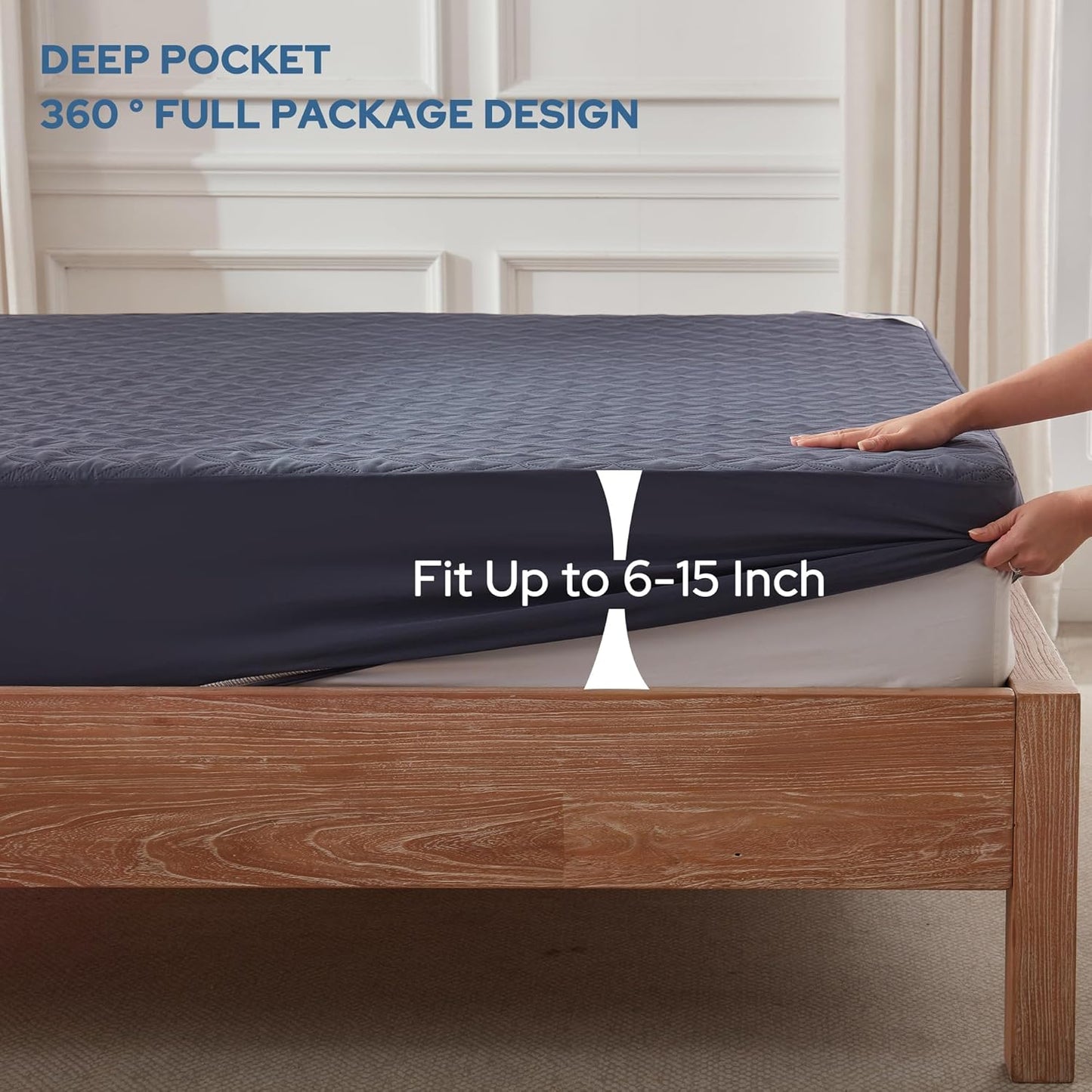BEDLORE Waterproof Mattress Protector, Twin XL Size Noiseless Mattress Pad with Deep Pocket 6"-15"