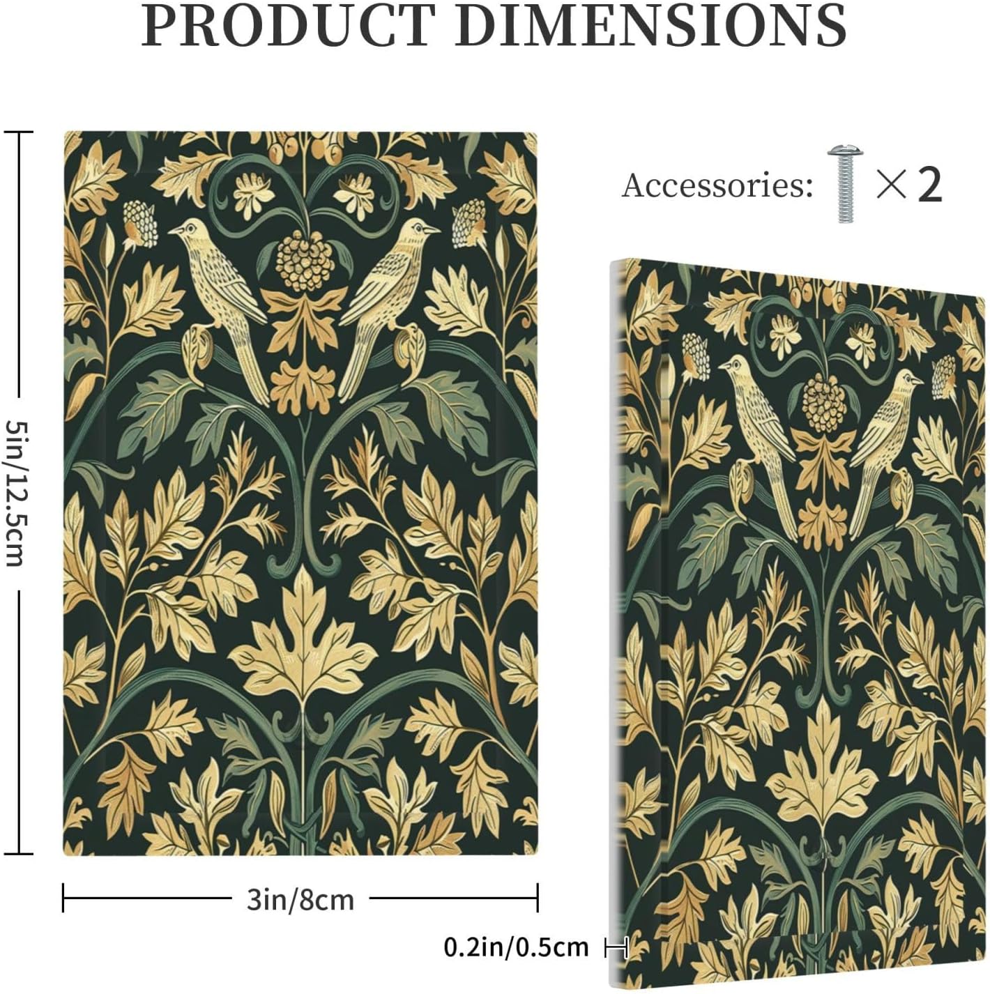 Light Switch Cover Plate William Morris Vintage Botanical Birds Golden Green Leaves 1 Gang No