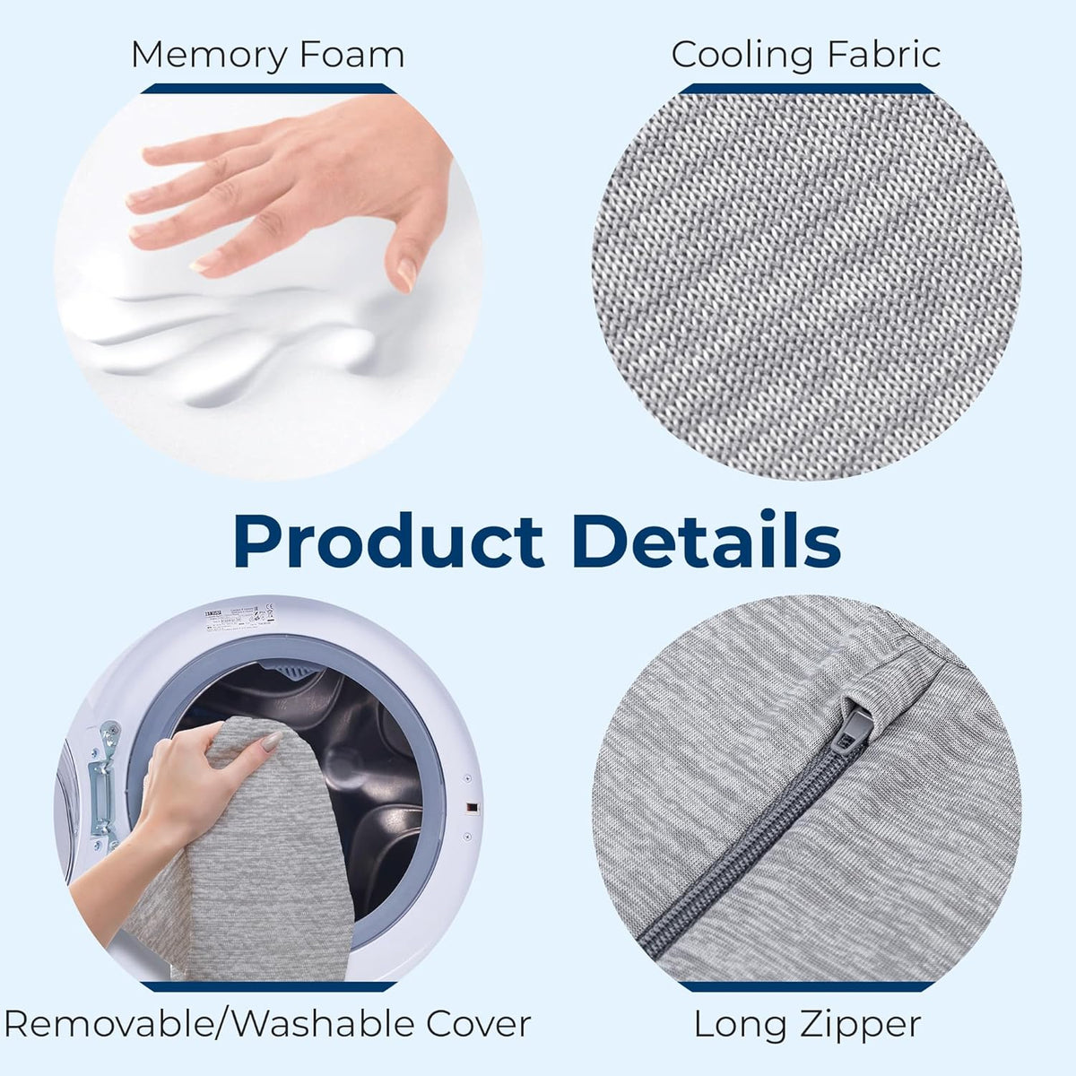 5 STARS UNITED Knee Pillow for Side Sleepers - Hip Pain Relief - Cooling Cover - Memory Foam Leg