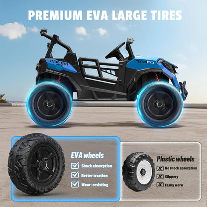 24V 2 Seater Ride on Car Truck, 4x200W, EVA Tires, 4WD/2WD, Remote Control, Rainbow Lights, Shock