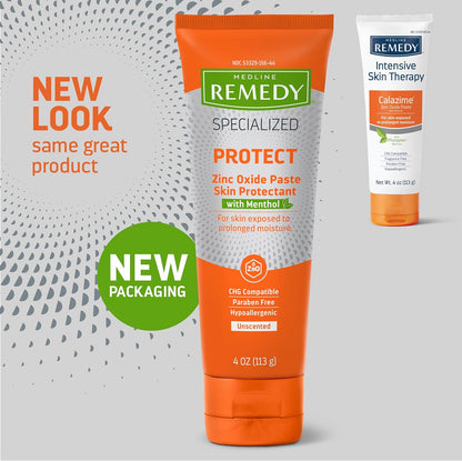 Medline Remedy Specialized Zinc Oxide Paste with Menthol (4 oz Tube), Unscented, Calamine