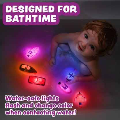Tub Works® Ocean Rescue™ Vehicles Light Up Bath Toys, 6 Pack | Water-Activated Light Up Toys Flash