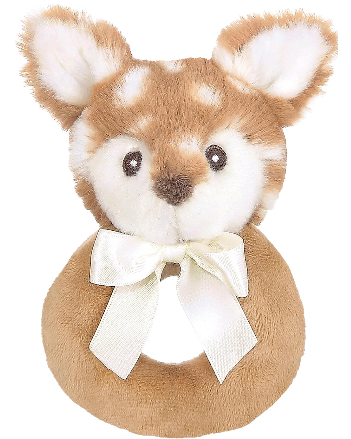 Bearington Collection Baby Lil’ Willow, 5.5 Inch Fawn Plush Stuffed Animal, Soft Baby Rattles and
