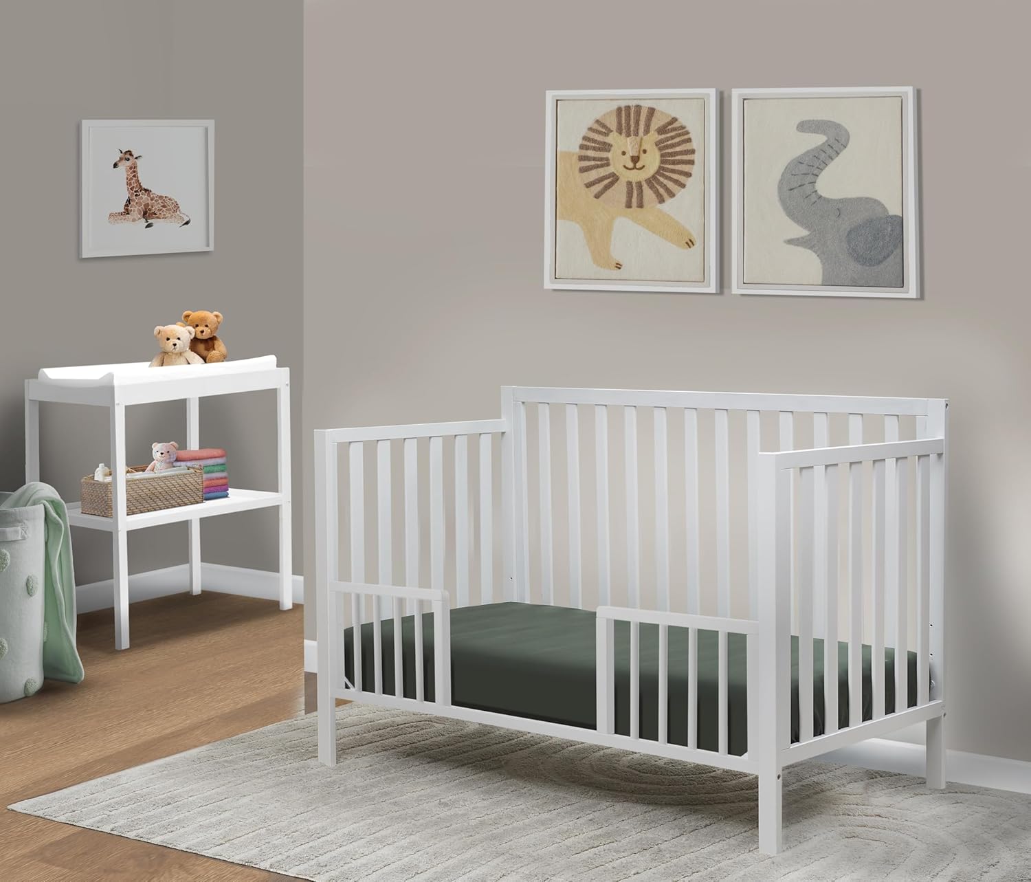 Sorelle Essex Euro 4-in-1 Convertible Crib & Changer – Nursery Furniture Set, Wooden Baby Crib with